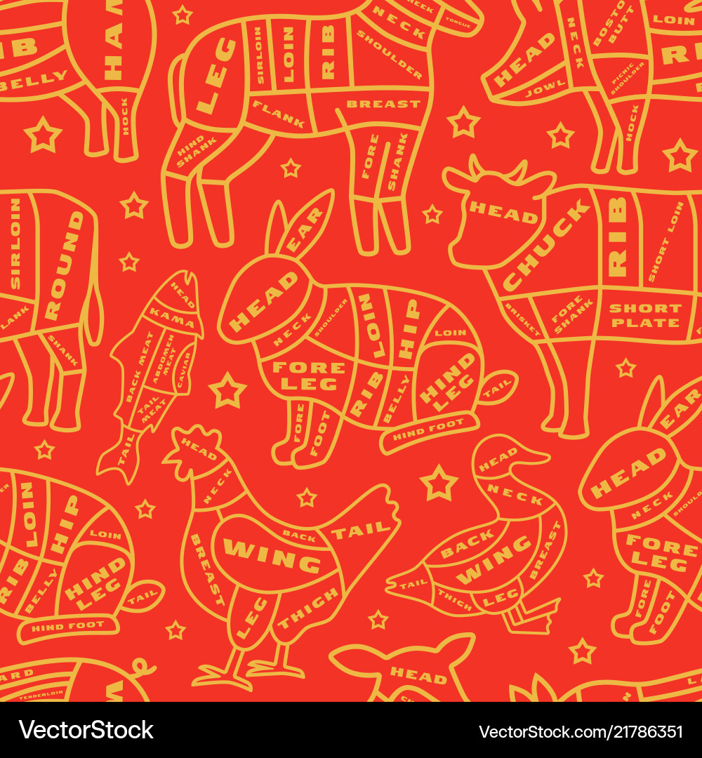 Seamless pattern in thin line style for butchery Seamless pattern in thin line style for butchery Vector Image