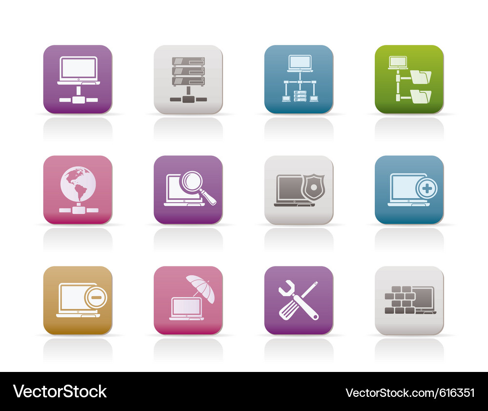 Server and Hosting Icons Set Vector Image