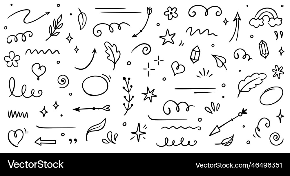 Sketch element line set abstract nature Sketch element line set abstract nature vector image