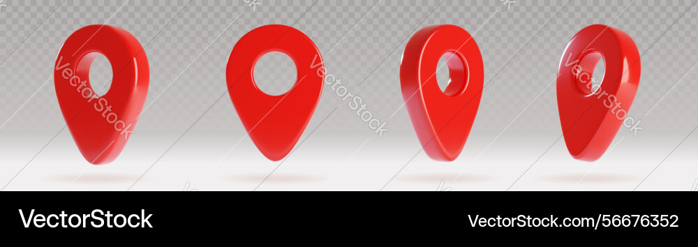 3d red map pointer pin icons set 3d red map pointer pin icons set Vector Image