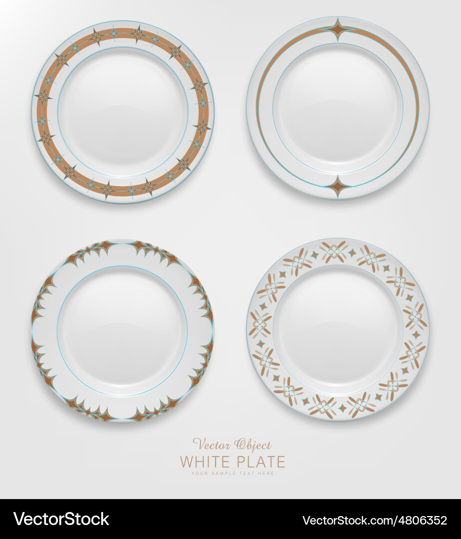 Ceramic Plates with Decorative Patterns vector image