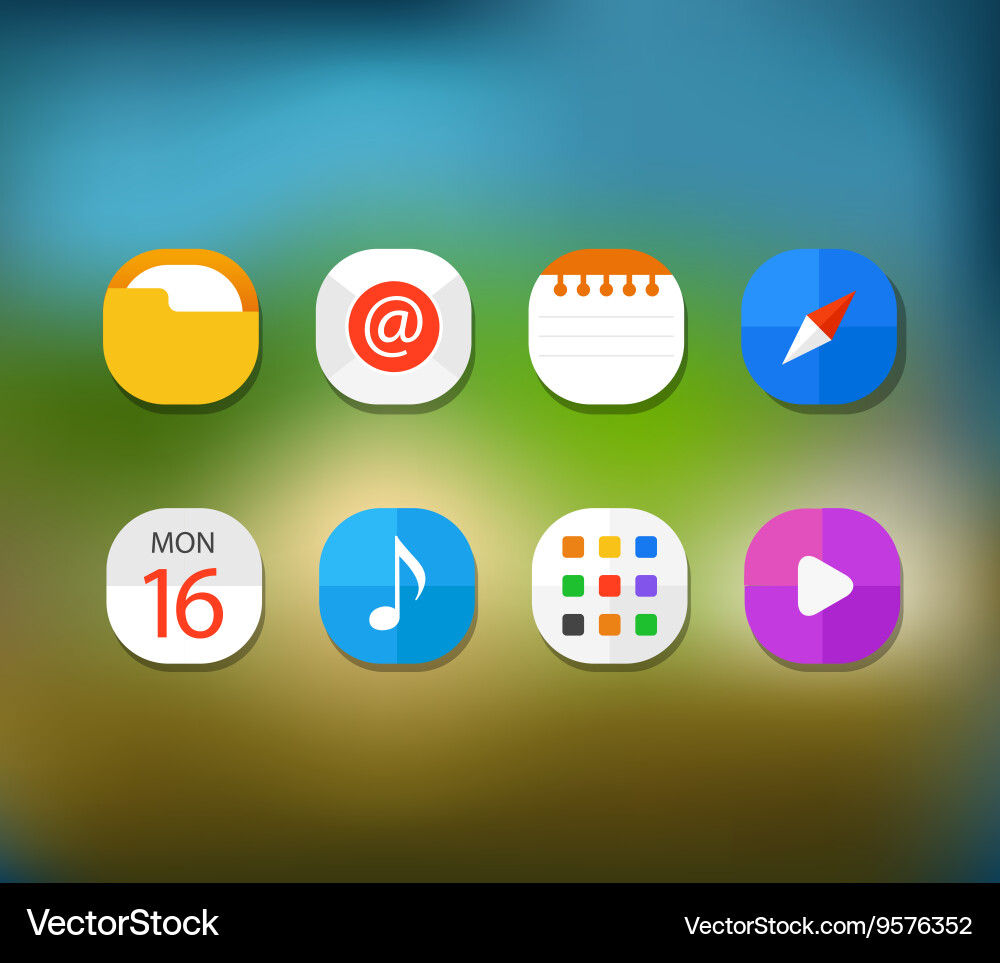 Different modern smartphone application icons set Vector Image