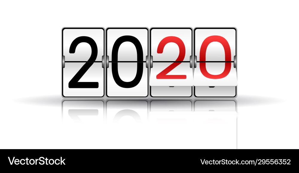 Flip countdown timer with number year vector image