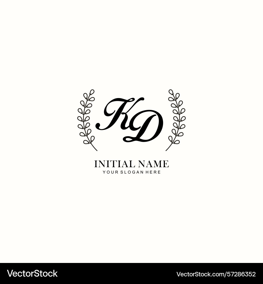 Kd initial logo templates with botanical elements Kd initial logo templates with botanical elements vector image