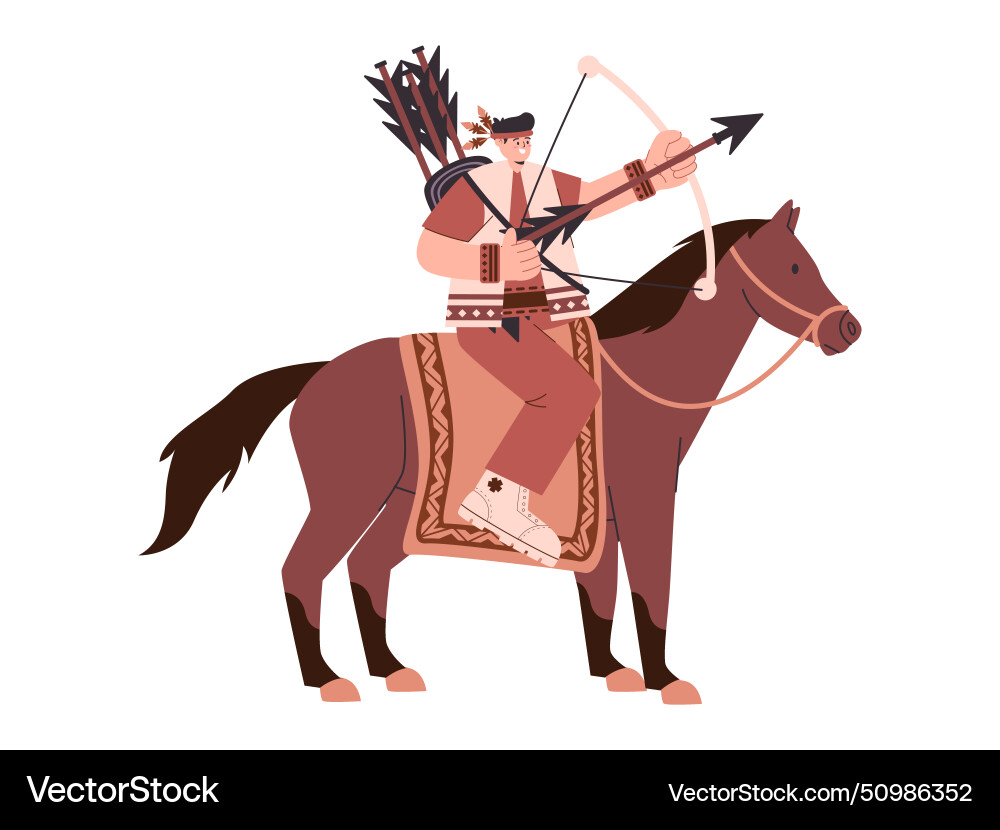 Native American Archer Riding Horse Vector Image