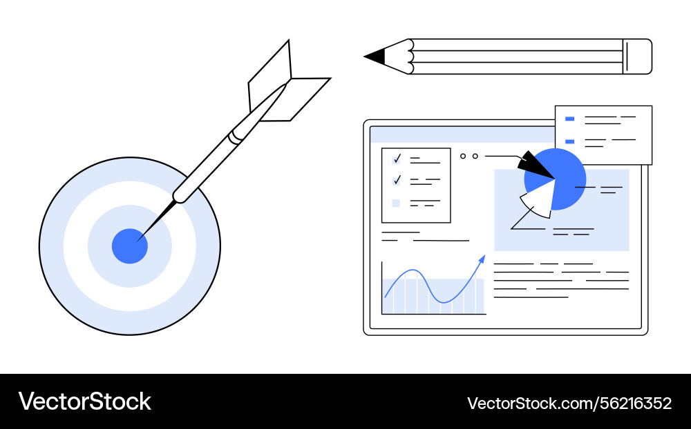 Precision targeting data analysis and creative Precision targeting data analysis and creative vector image