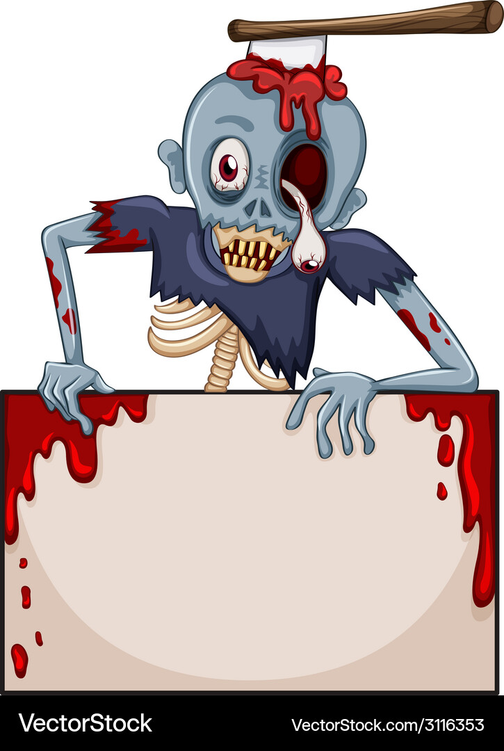 A zombie with an empty signboard Vector Image
