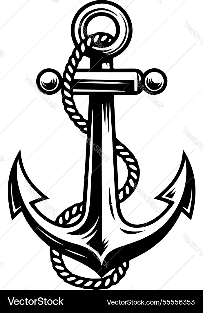 Anchor in engraving style design element Anchor in engraving style design element vector image