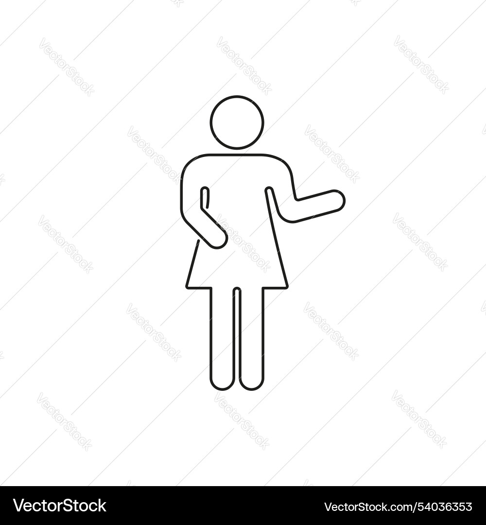 Frau präsentieren mit Hand Gesten Linie Zeichen Frau präsentieren mit Hand Gesten Linie Zeichen vektorbild