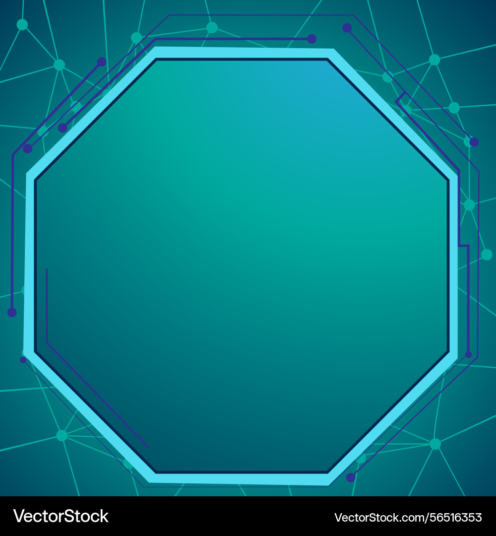 Futuristic frame of octagon with connected dots Futuristic frame of octagon with connected dots Vector Image