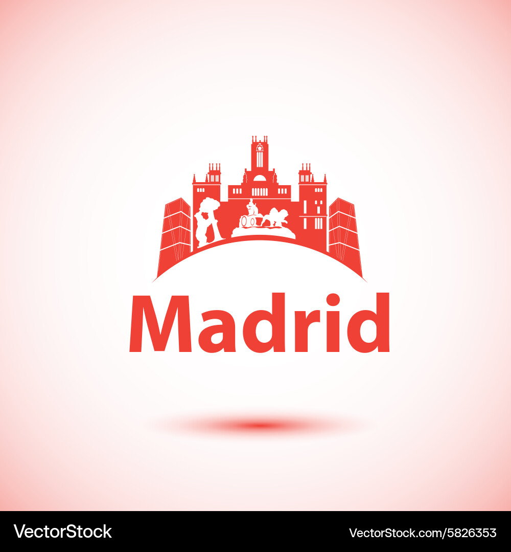 Madrid City Skyline Silhouette Vector Image