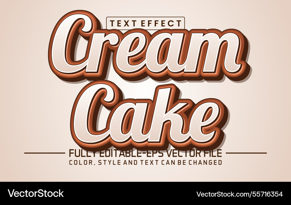 Cream cake font text effect editable Cream cake font text effect editable vector image