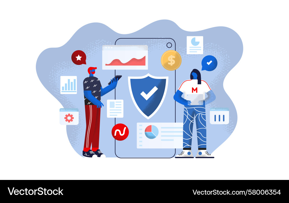 Data Protection Concept - Secure Network Vector Image