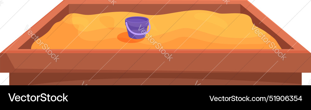 Empty sandbox standing on sand with small bucket Empty sandbox standing on sand with small bucket vector image