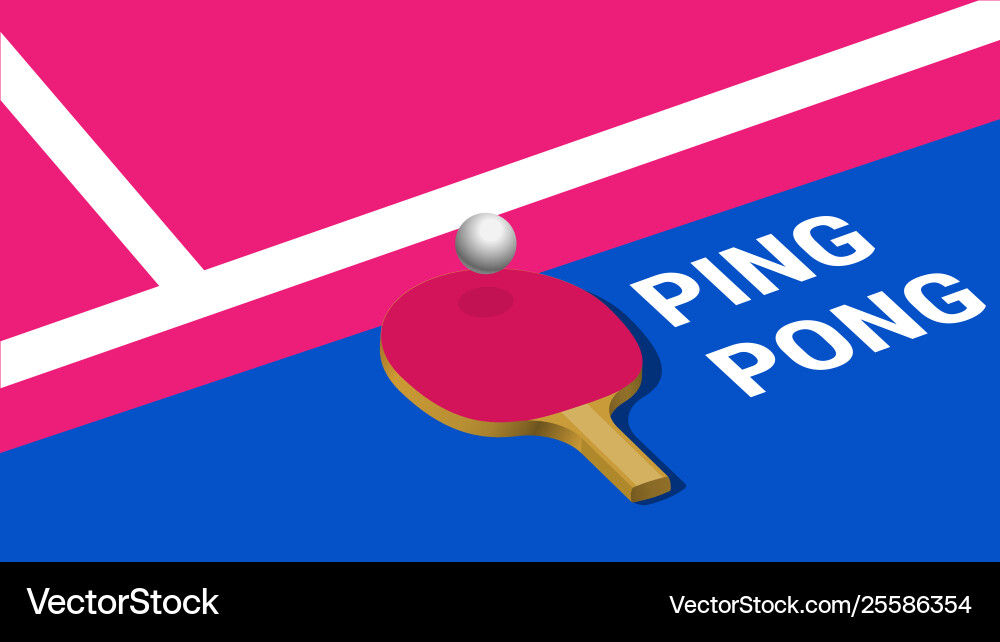 Poster with ping pong ball bouncing on racket vector image