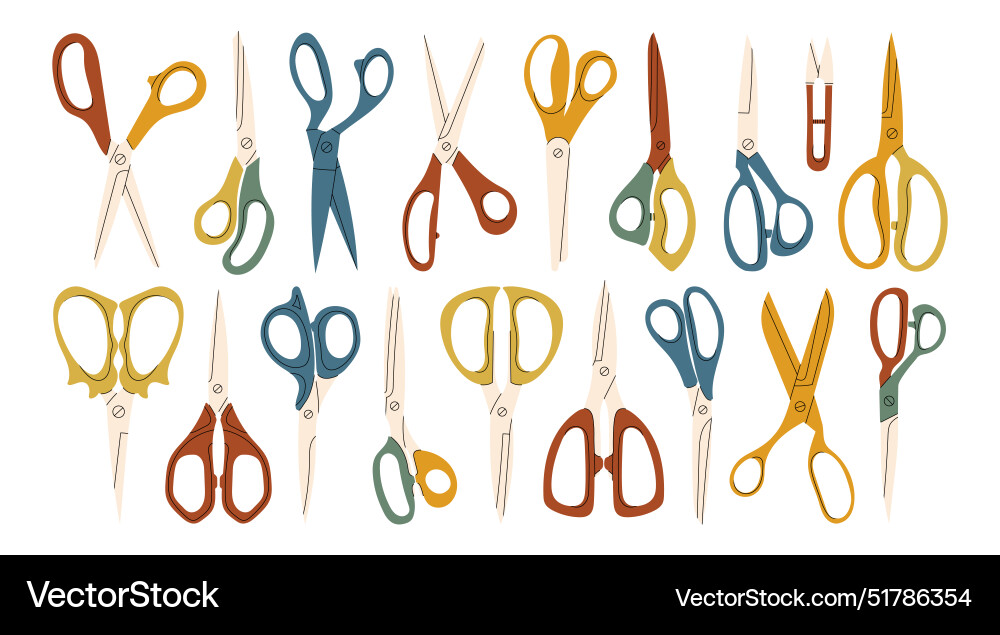 Set of open and closed scissors Set of open and closed scissors vector image