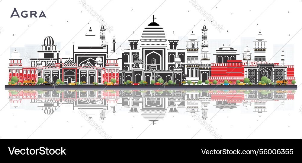 Agra india city skyline with color buildings Agra india city skyline with color buildings vector image