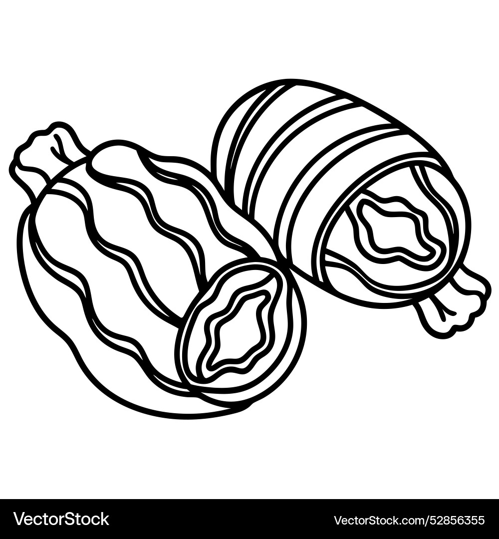 Bacon wrapped dates on isolated white background Vector Image