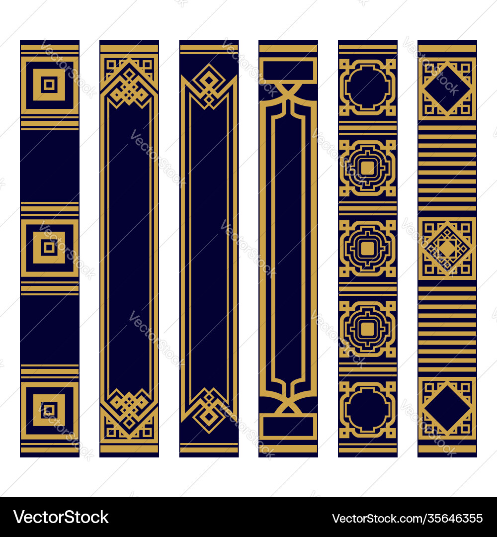 Book Spine Pattern Set - Luxury Gold & Blue vector image