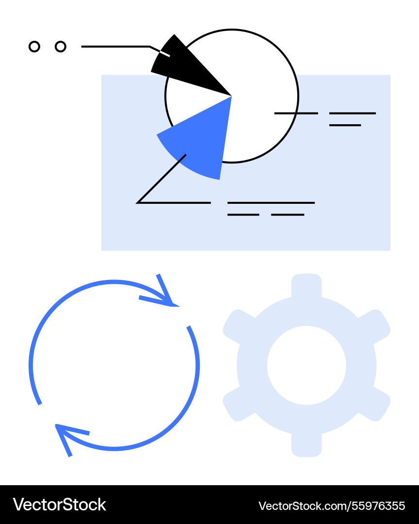 Data analysis with pie chart arrow circle vector image