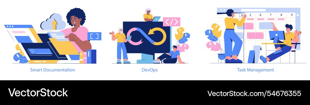 Development process automation flat Development process automation flat vector image