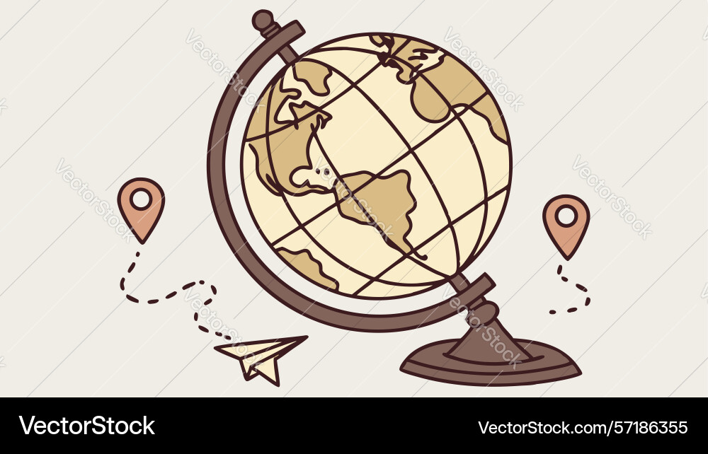 Globe map pins travel design generative ai vector image
