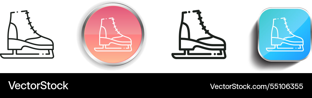 Ice skate icon thin linear regular and button Ice skate icon thin linear regular and button vector image
