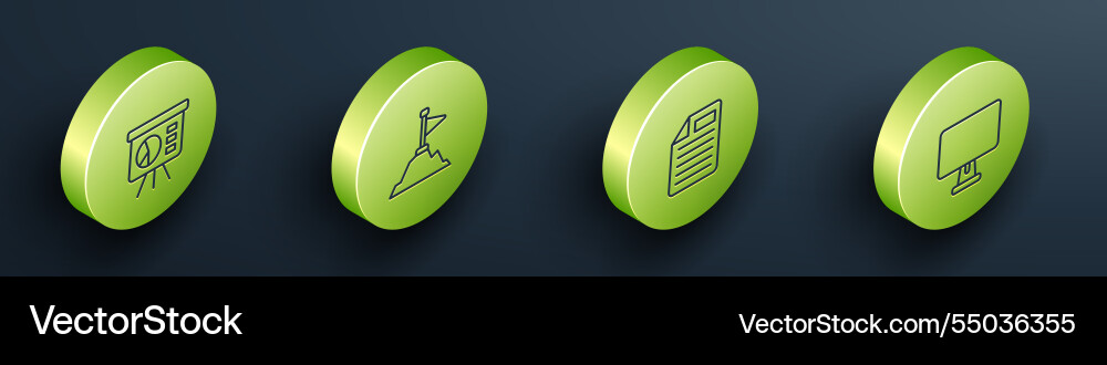 Set isometric line board with graph mountains Set isometric line board with graph mountains vector image