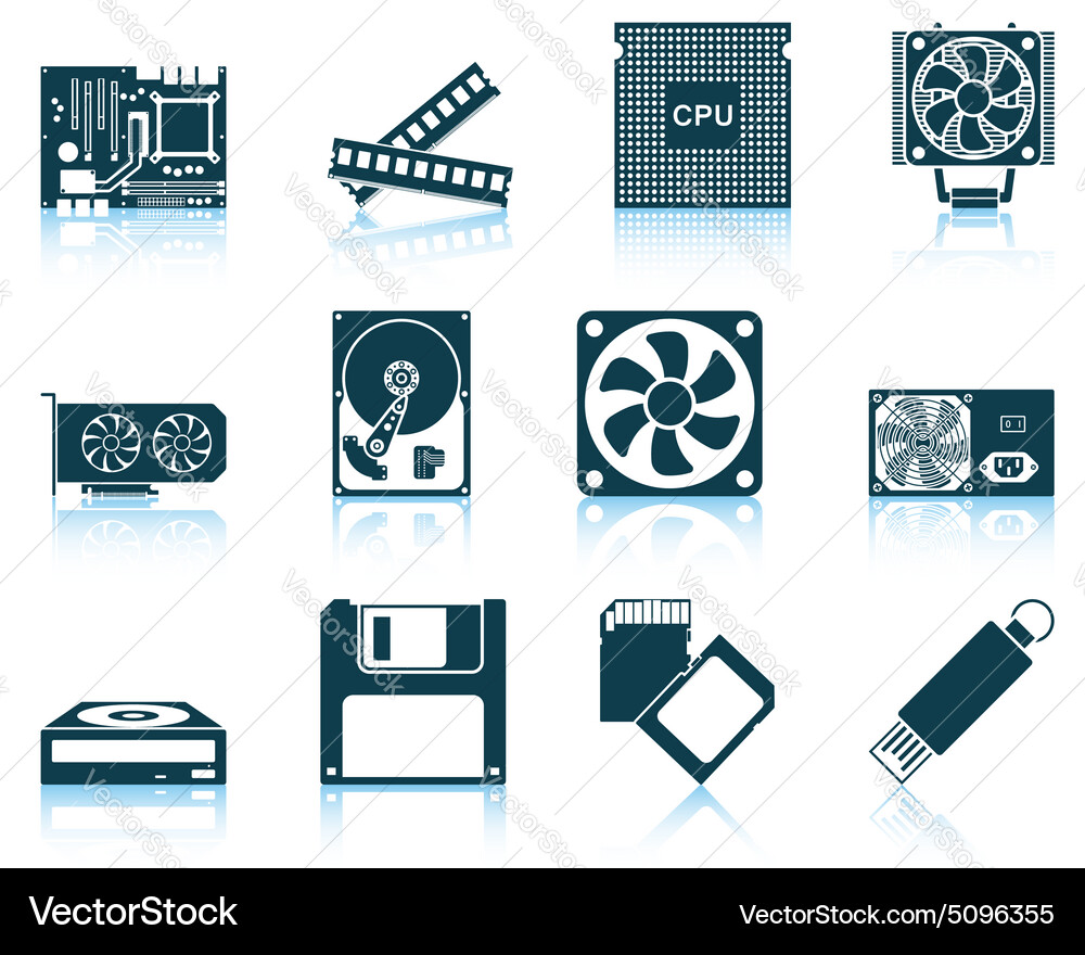 Set of computer hardware icons vector image