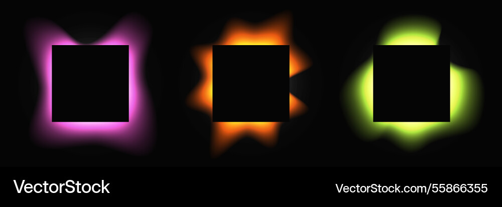 Set of square illuminate light frames Set of square illuminate light frames vector image