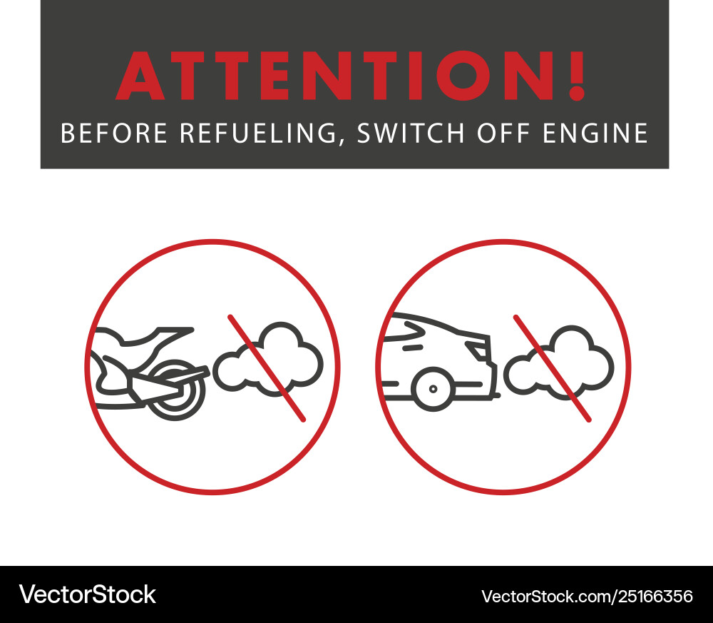 Attention switch off engine poster with linear Attention switch off engine poster with linear vector image
