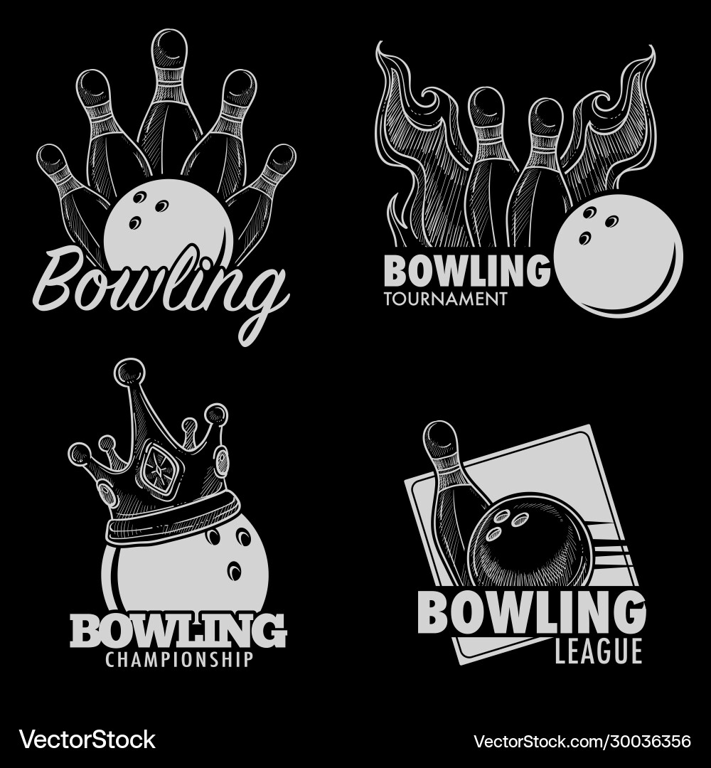 Bowling Icons - Ball & Pins vector image