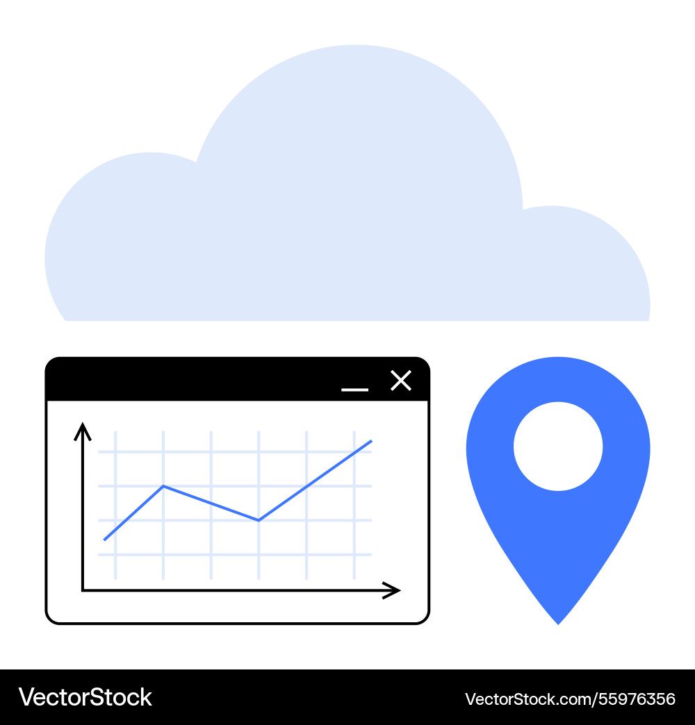 Cloud storage with data analytics graph Cloud storage with data analytics graph vector image