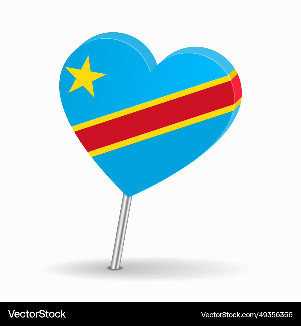 Congolese flag heart-shaped map pointer layout Congolese flag heart-shaped map pointer layout vector image