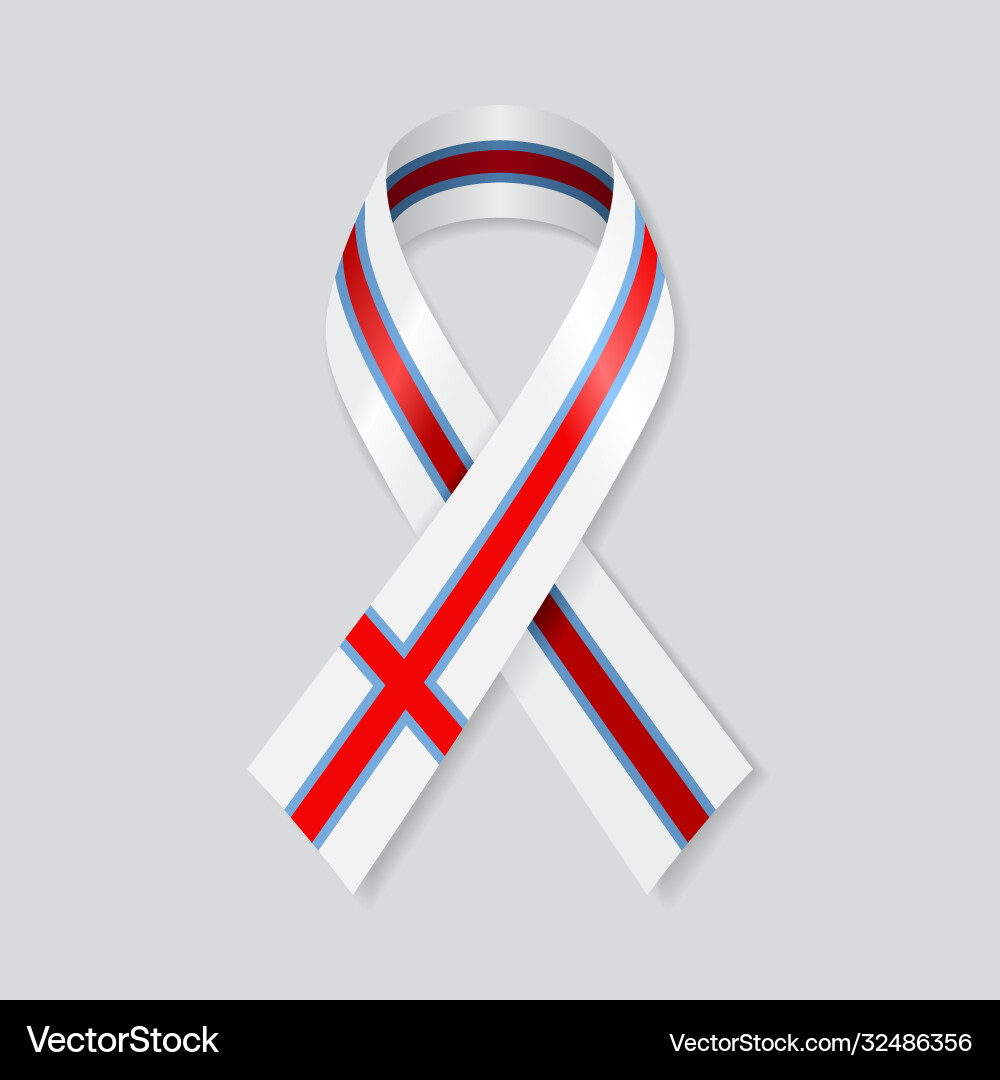 Faroe islands flag stripe ribbon on white Vector Image