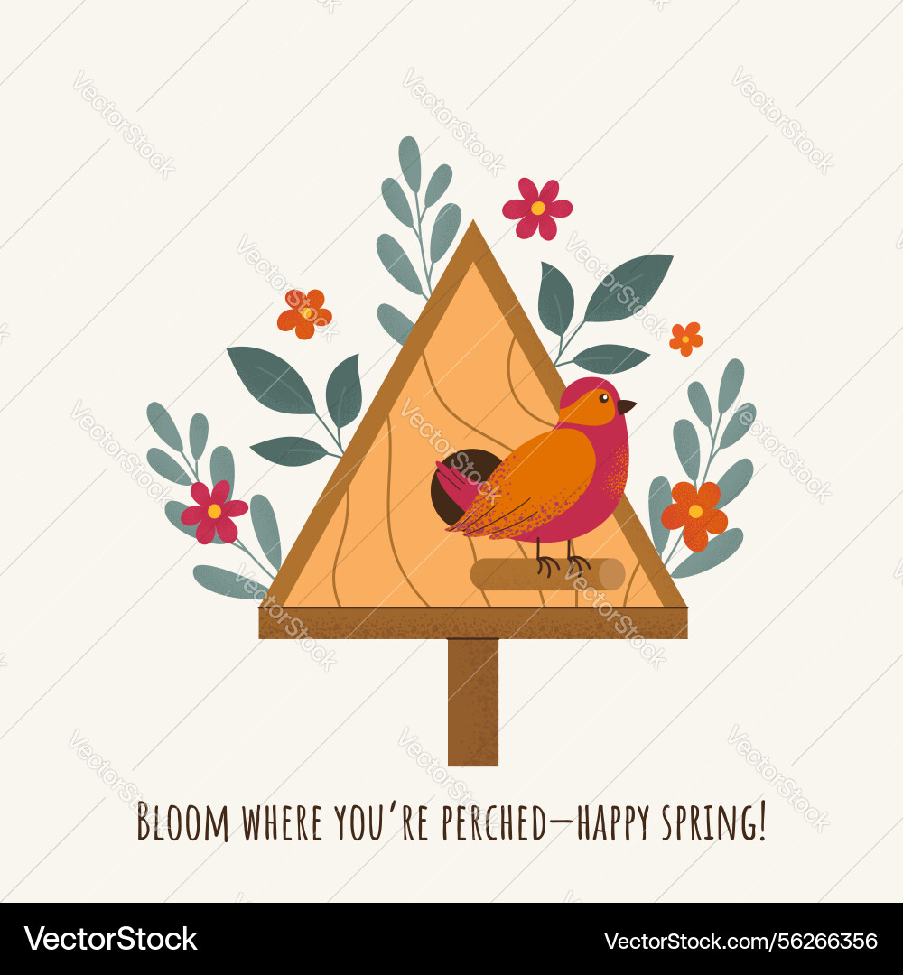 Greeting spring card with triangular wooden Vector Image