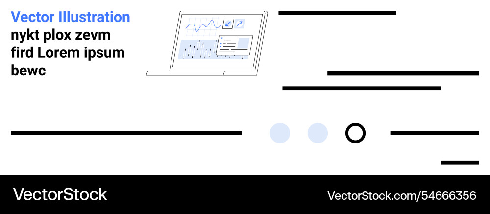 Laptop displaying data charts with lines and icons Laptop displaying data charts with lines and icons vector image