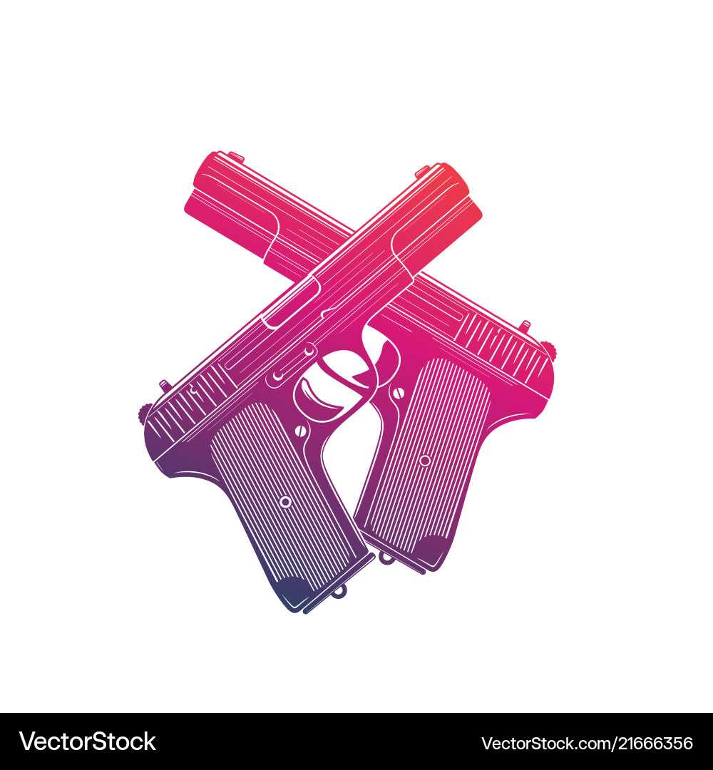 Pistols old soviet handguns on white Pistols old soviet handguns on white vector image