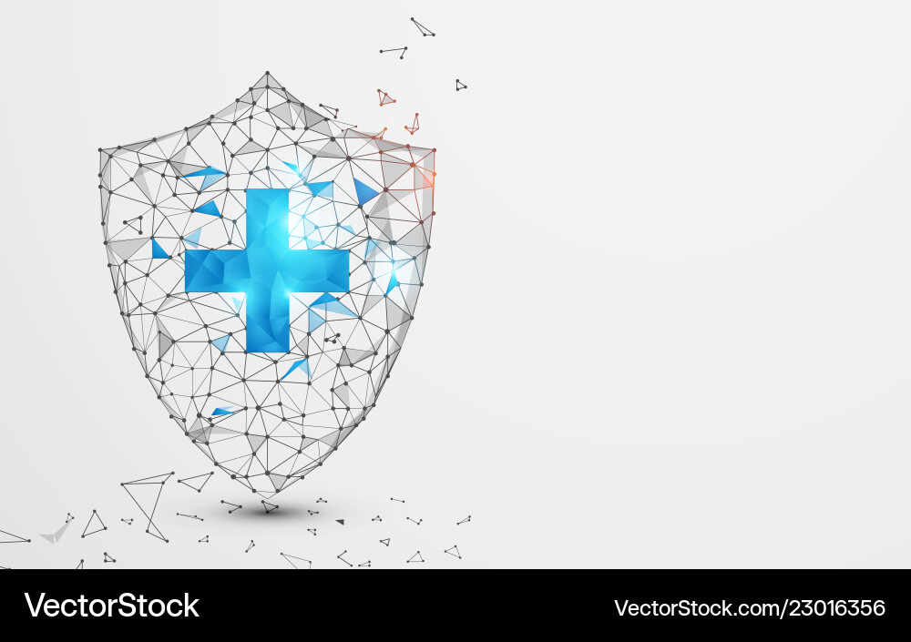 Security shield form lines triangles and particle vector image