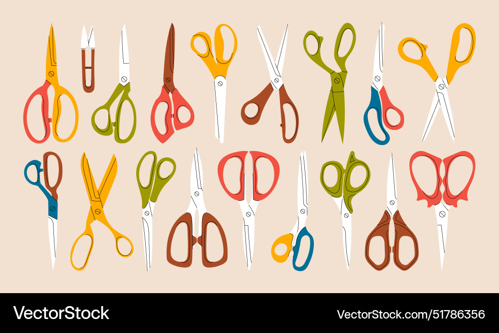 Set of open and closed scissors Set of open and closed scissors vector image
