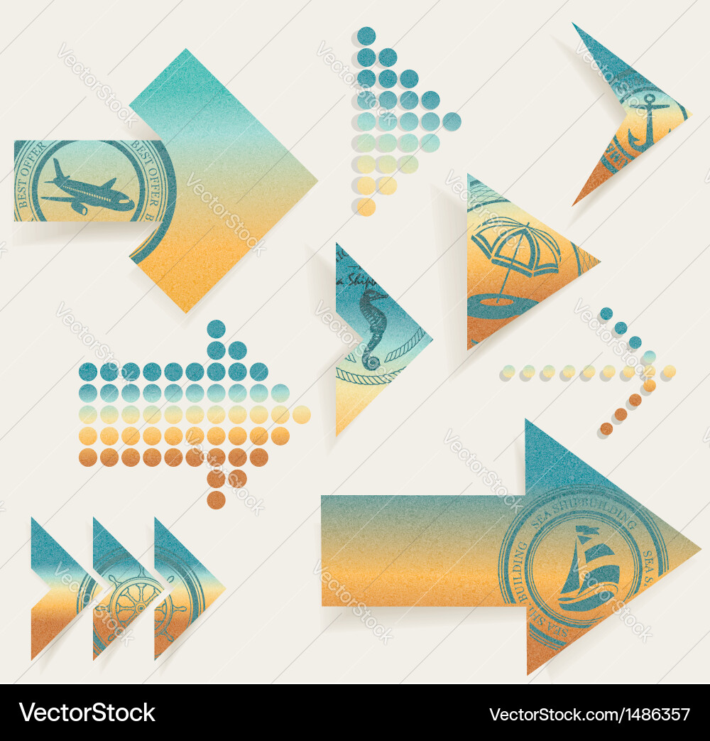 Arrow set pointer on voyages and rest vector image