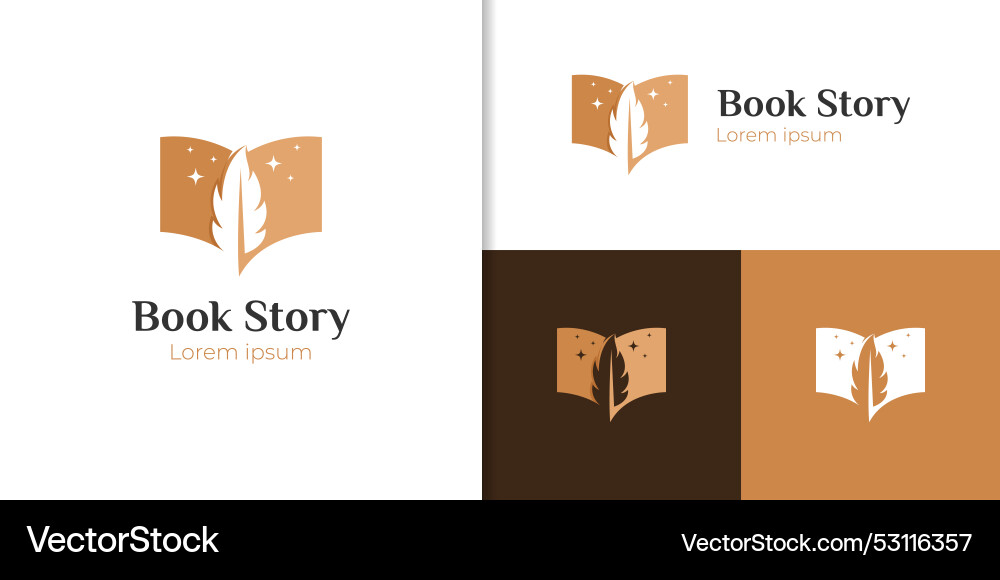 Book story life with feather logo icon design can Book story life with feather logo icon design can vector image