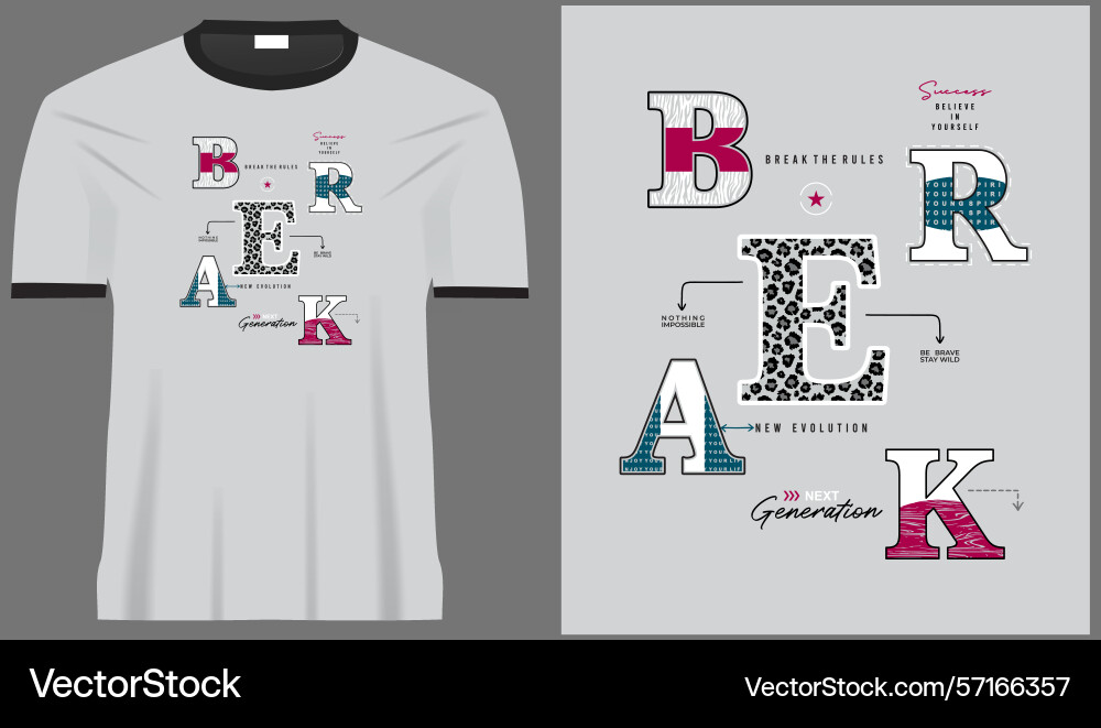 Break typography design with multiple shape vector image