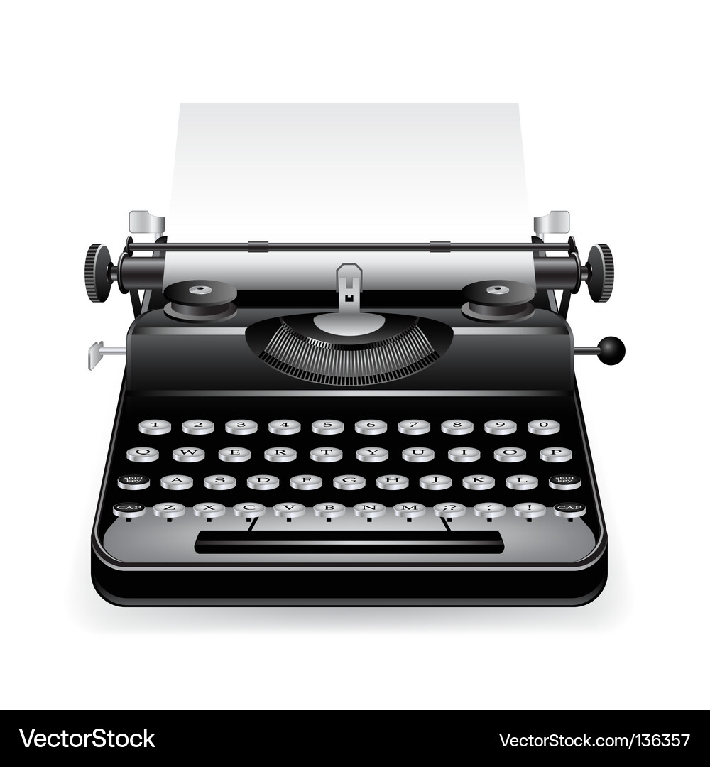 Classic Old Typewriter with Paper Vector Image