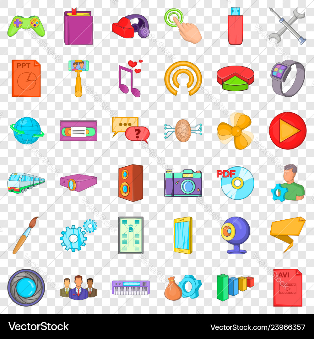 Different application icons set cartoon style Vector Image