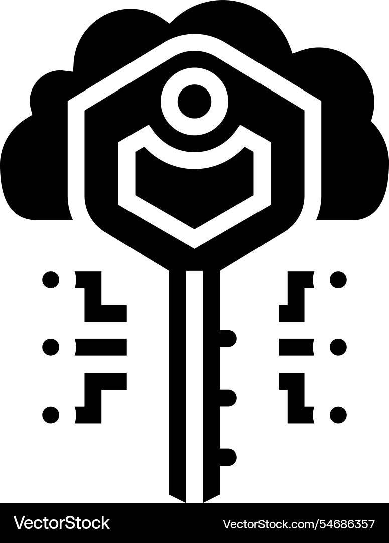 Encryption key cloud computing glyph icon Encryption key cloud computing glyph icon vector image