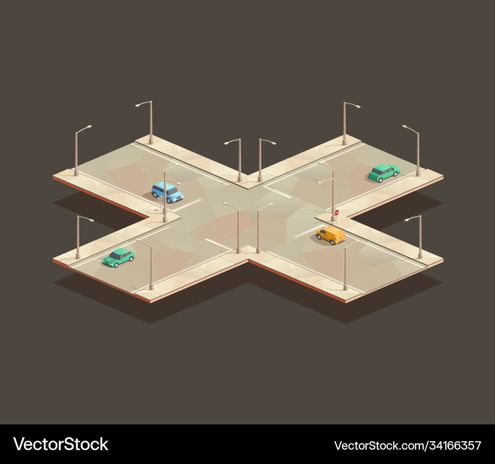 Four-way intersection Four-way intersection vector image