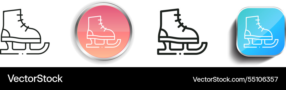 Ice skating icon thin linear regular and button Ice skating icon thin linear regular and button vector image