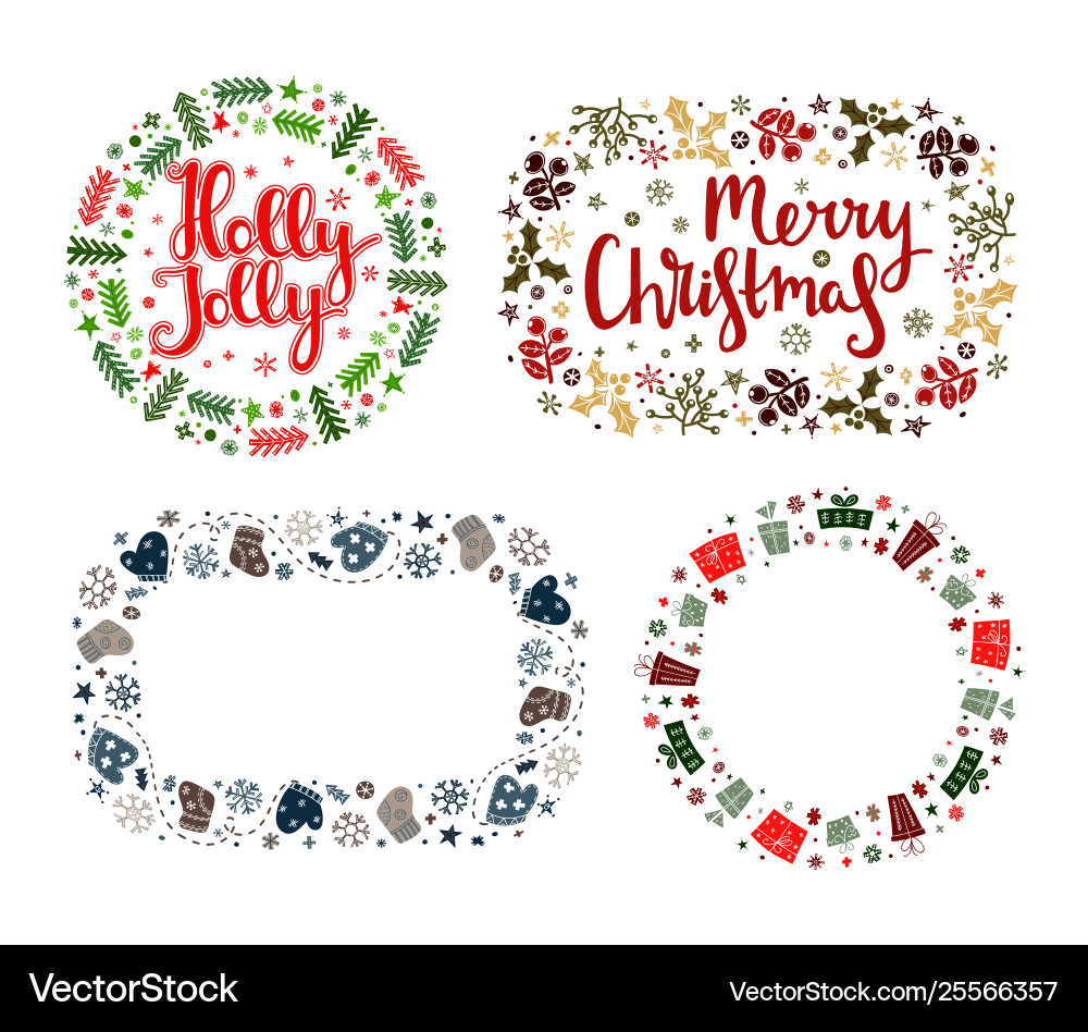 Scandinavian Xmas Greeting Frames Vector Image