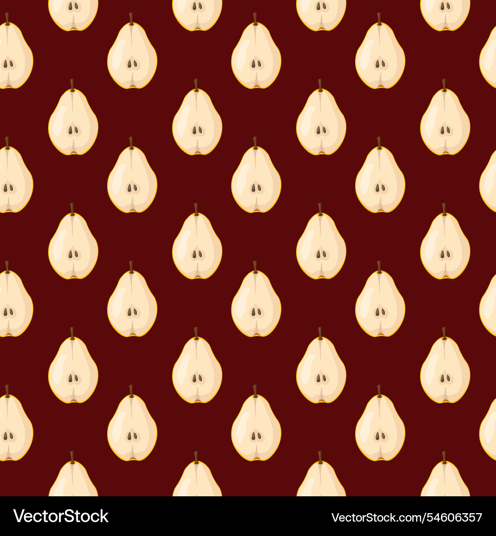 Seamless pattern with pear on brown background Vector Image